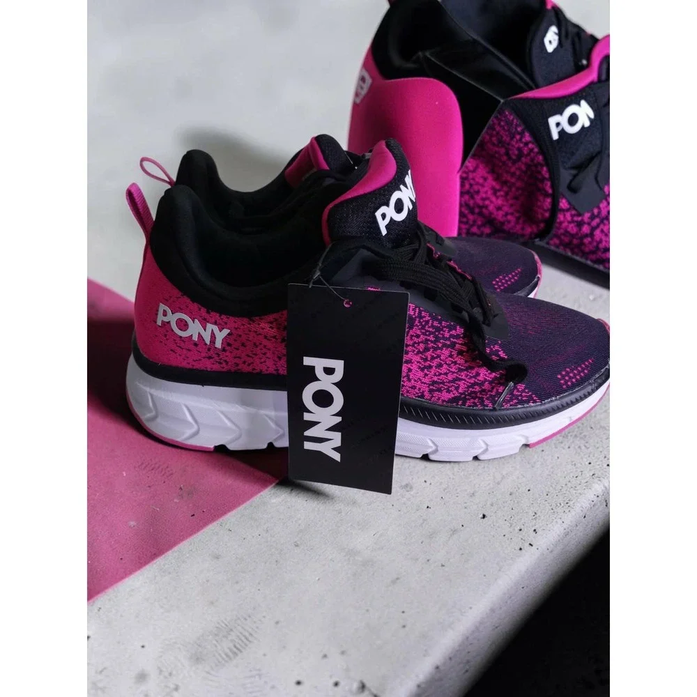 Pony Womens Athletic Sneakers Pink Black Knit Running Shoes ATH900249 Size 8.5M